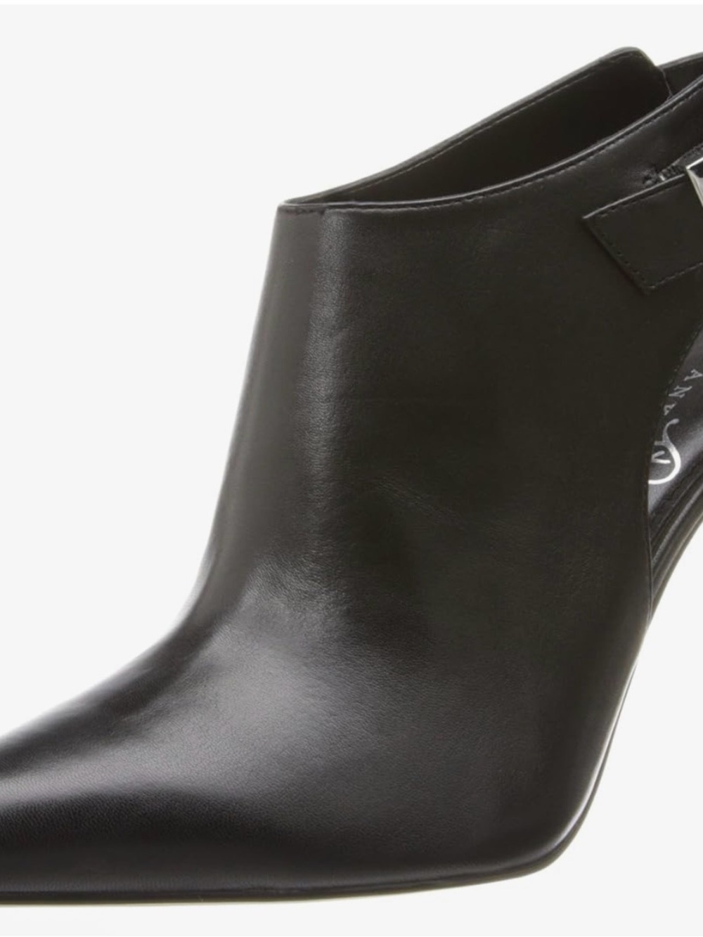 Ivanka Trump Black Leather Pointed Toe Cutout Heel Bootie